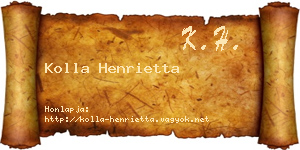 Kolla Henrietta névjegykártya